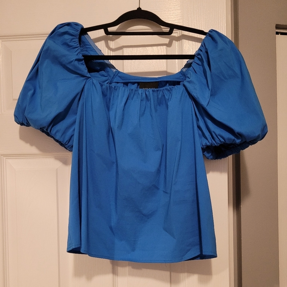 NWT- Alex Marie Blue Puff Sleeve Women's Top